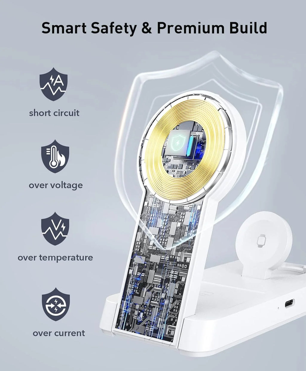 3 in 1 Charging Station - 2026 Foldable Wireless Charger Compatible for Iphone 17/16/15/14/13/12 plus Pro Max, Iwatch & Airpods, White