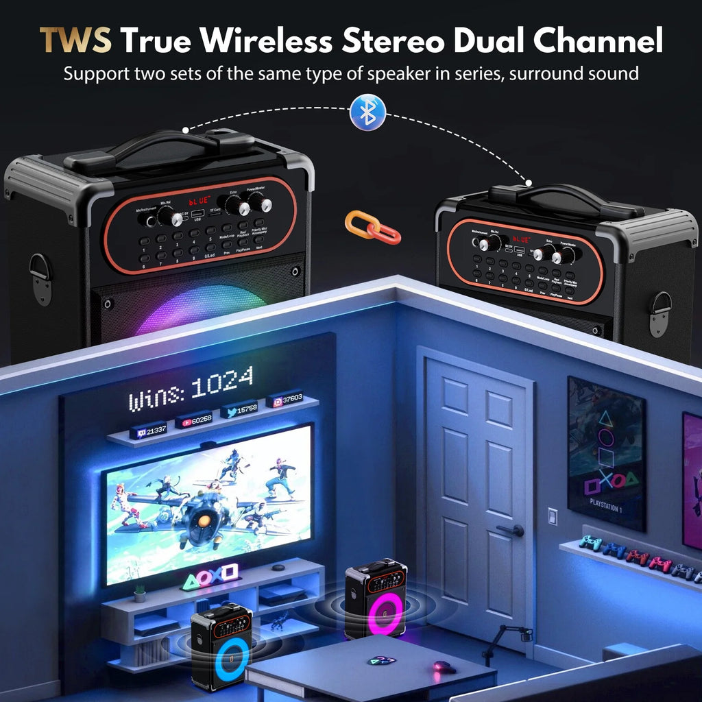 Karaoke Machine for Adults, Home Karaoke Speaker System with 2 Microphones, Portable Bluetooth Speaker with DJ Lights, Reverb Adjustment, S68