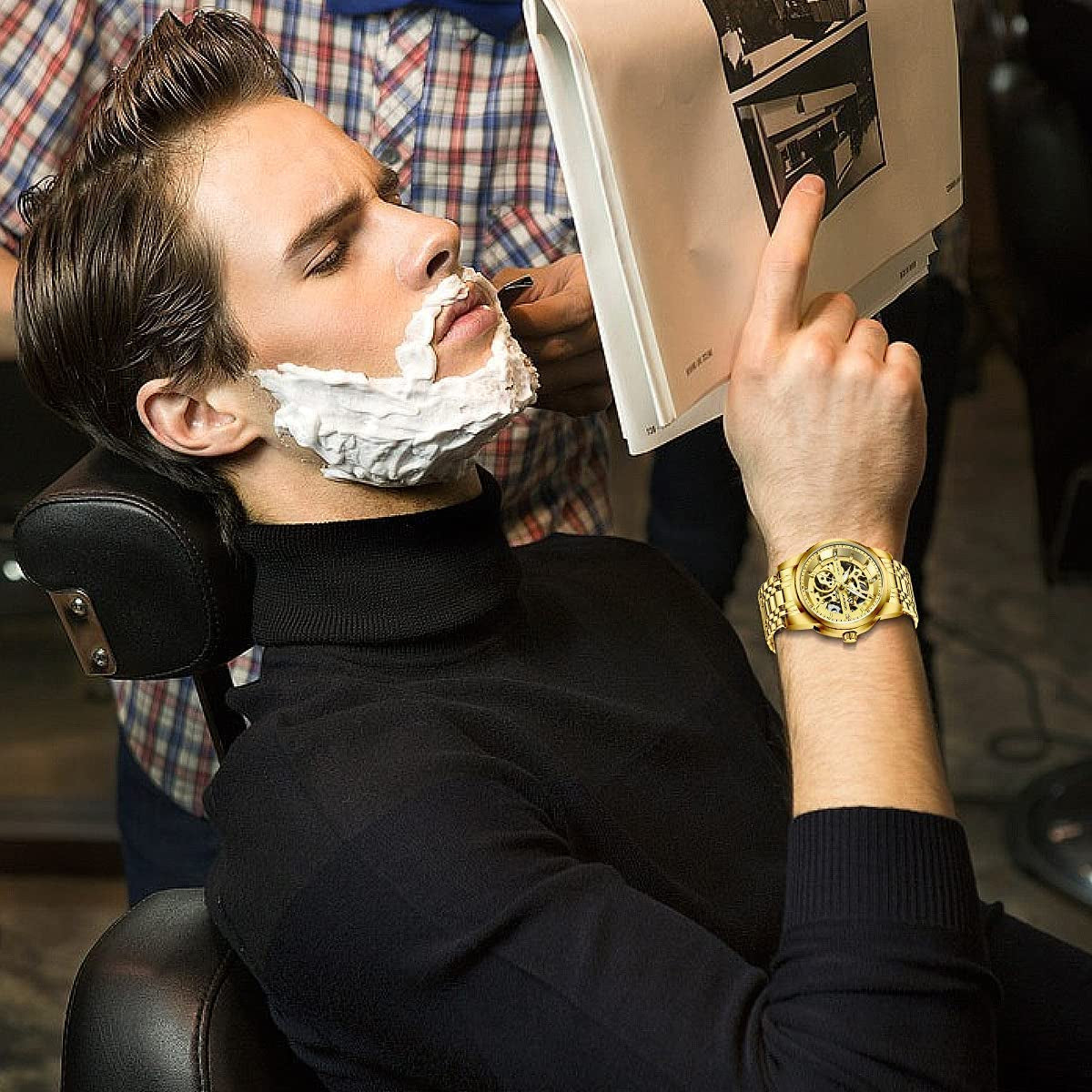 A  Watches for Man Automatic Mechanical Watches Self Winding Man Watch with Stainless Steel Strap Business Watches Gift for Men