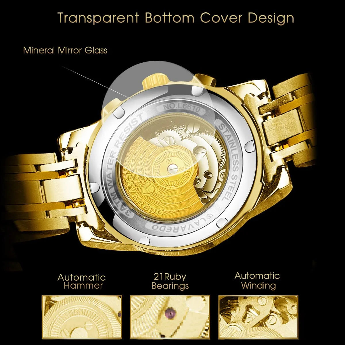 A  Watches for Man Automatic Mechanical Watches Self Winding Man Watch with Stainless Steel Strap Business Watches Gift for Men