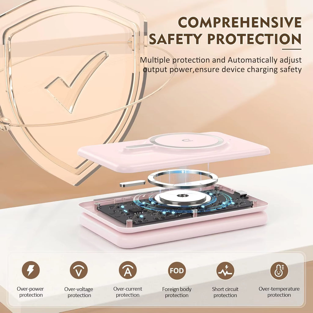 Cell Phone Wireless Charger - 3-In-1 Travel Charging Station for Multiple Devices, Portable Foldable Magnetic Charging Pad