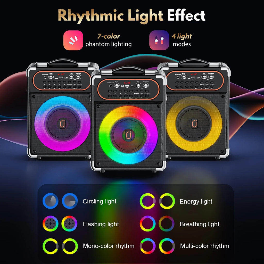 Karaoke Machine for Adults, Home Karaoke Speaker System with 2 Microphones, Portable Bluetooth Speaker with DJ Lights, Reverb Adjustment, S68